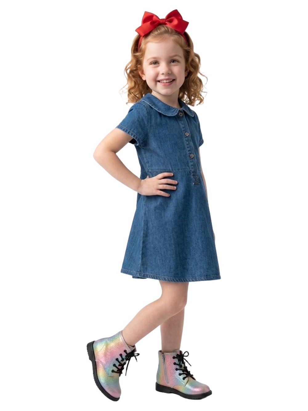Toddler girls rainbow lace up moto boots - Picture 2 of 10